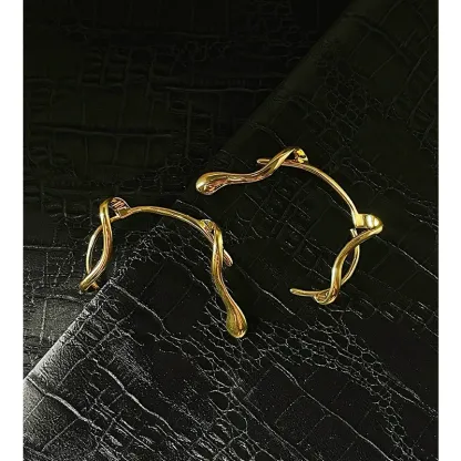 18K Gold Plated Brass Ear Cuff Non-Piercing Clip Earrings