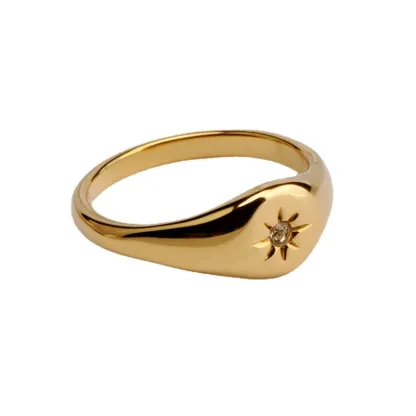 Steel 18K Gold Plated Asterism Star Three-Dimensional Finger Rings