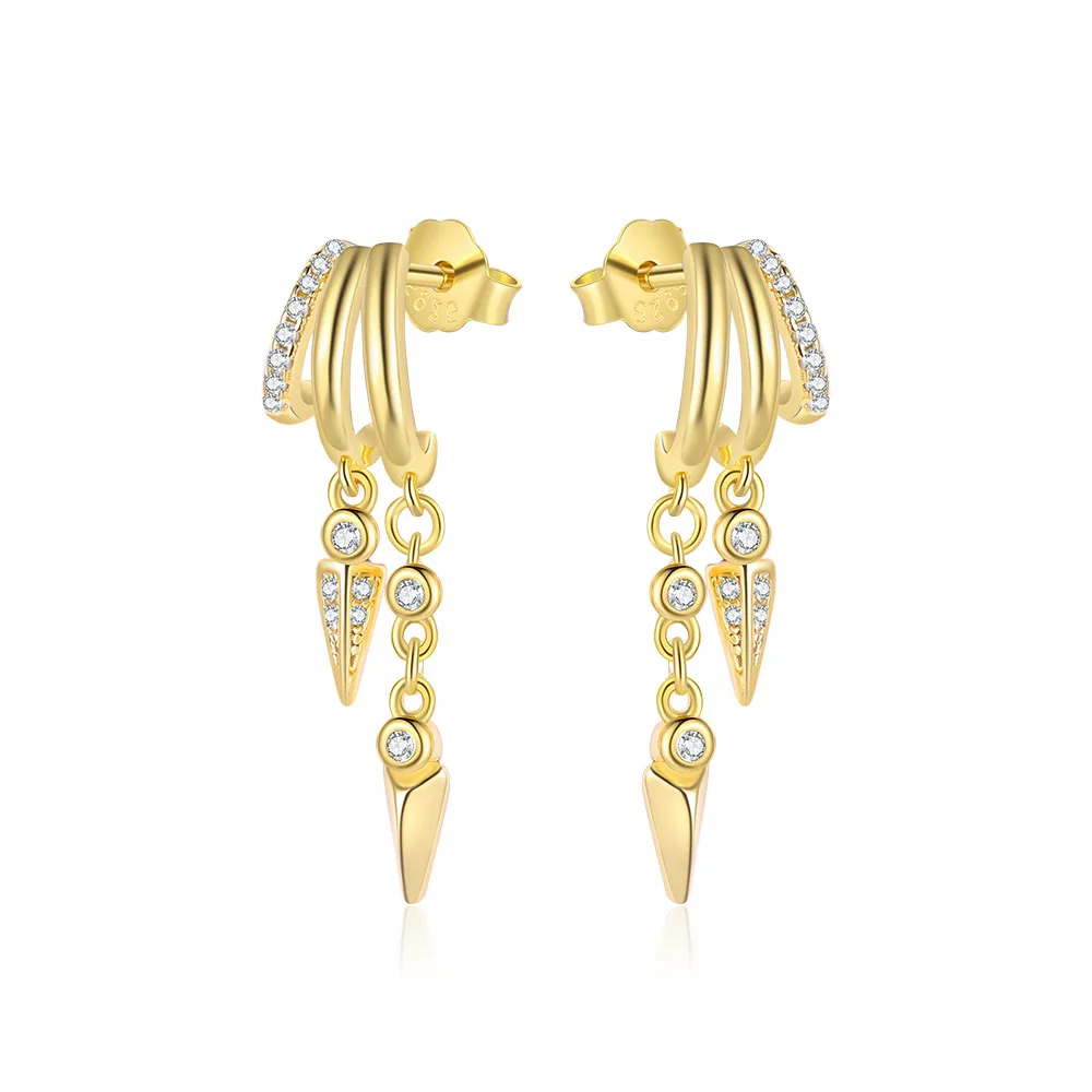 925 Sterling Silver Tassel Chain Stud Earrings