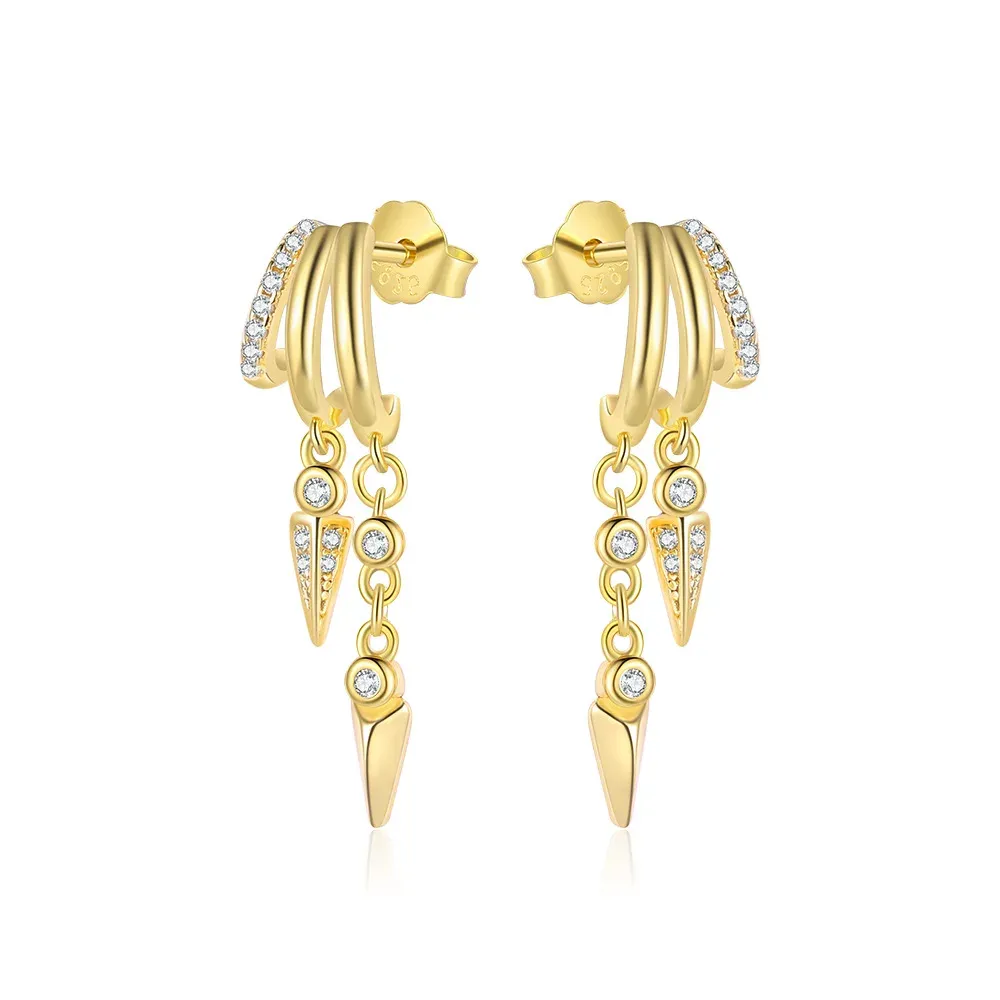 925 Sterling Silver Tassel Chain Stud Earrings