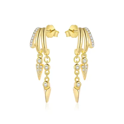 925 Sterling Silver Tassel Chain Stud Earrings