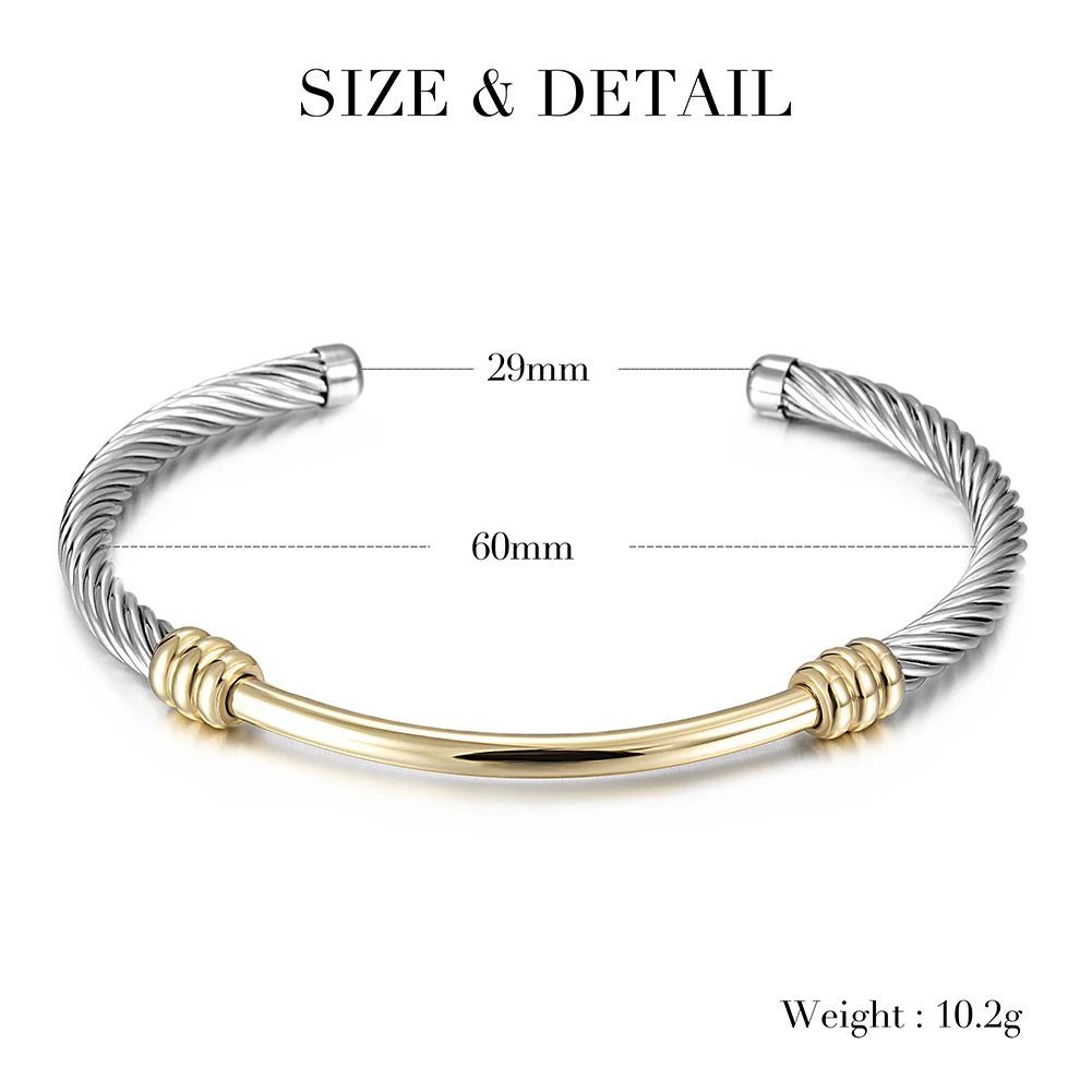 316L Twisted 2 Tones Cable Cuff Bracelets