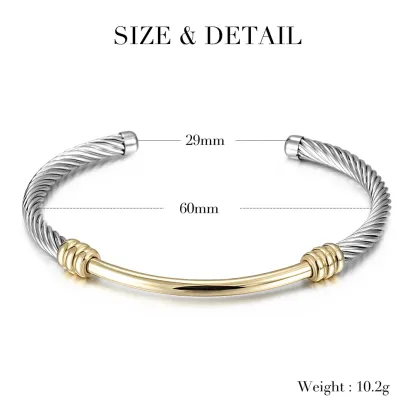 316L Twisted 2 Tones Cable Cuff Bracelets