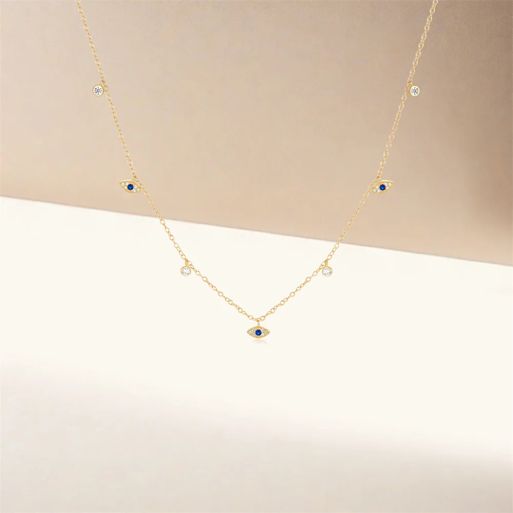 925 Sterling Silver Blue Evil Eye Pendant Necklace Diamond