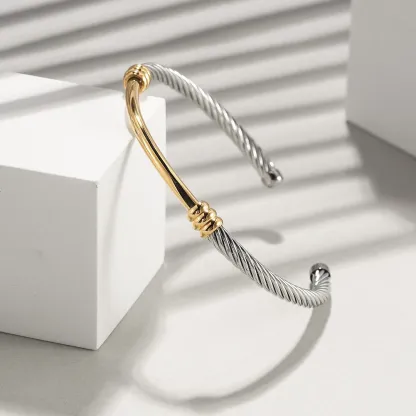 316L Twisted 2 Tones Cable Cuff Bracelets