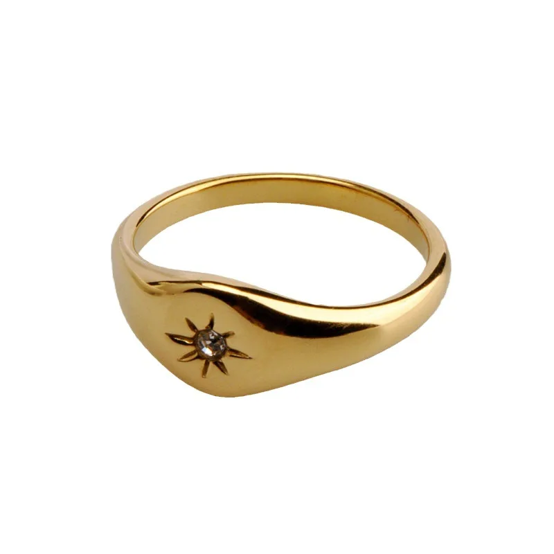 Steel 18K Gold Plated Asterism Star Three-Dimensional Finger Rings