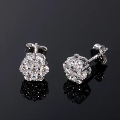 Silver Moissanite Stud Earrings