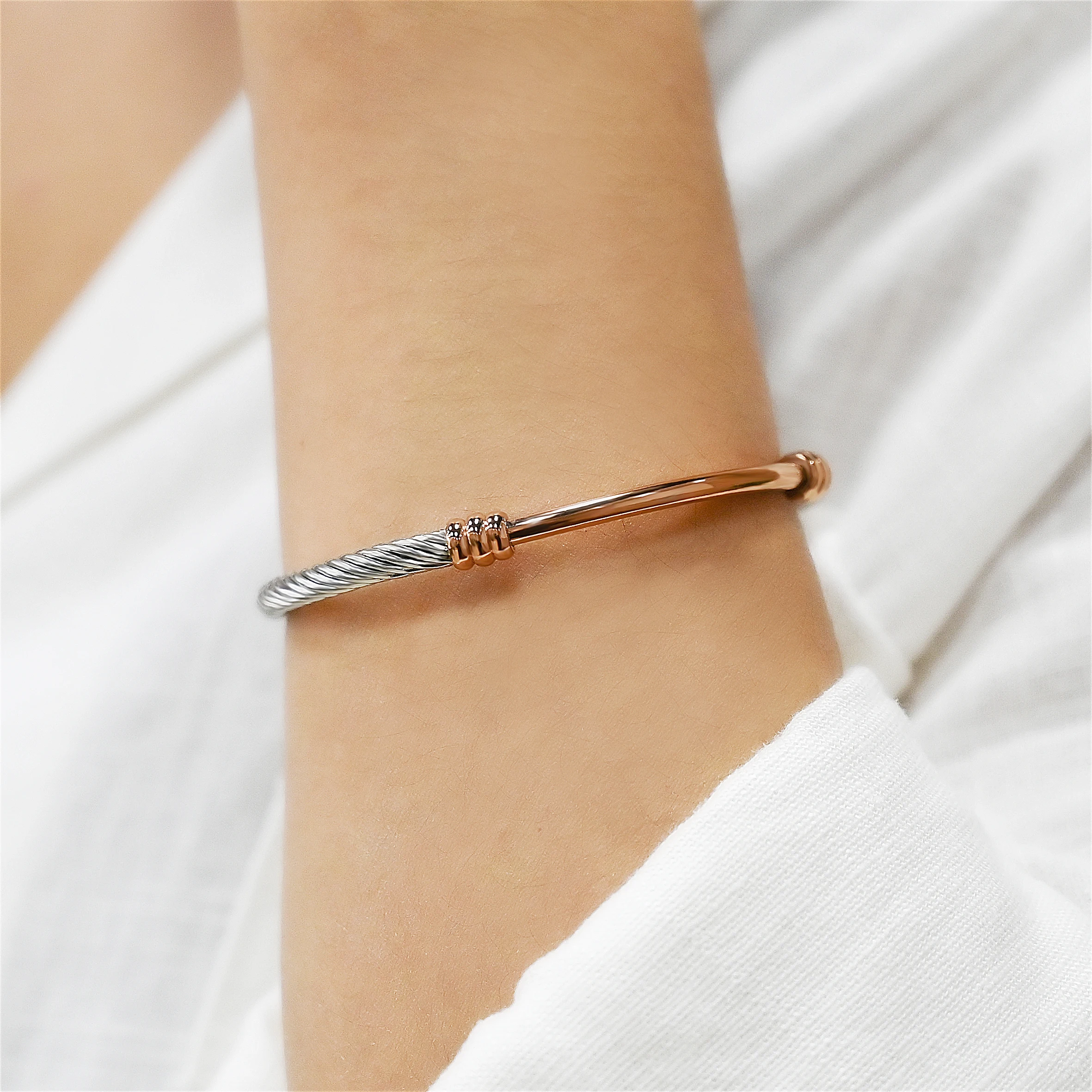 316L Twisted 2 Tones Cable Cuff Bracelets