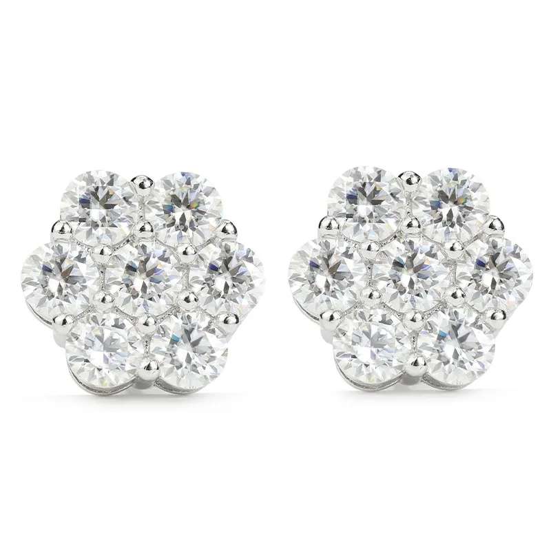 Silver Moissanite Stud Earrings