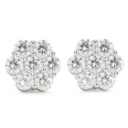 Silver Moissanite Stud Earrings