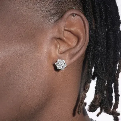 Silver Moissanite Stud Earrings