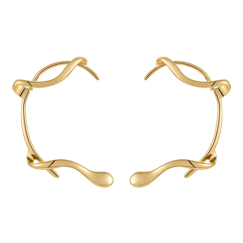 18K Gold Plated Brass Ear Cuff Non-Piercing Clip Earrings