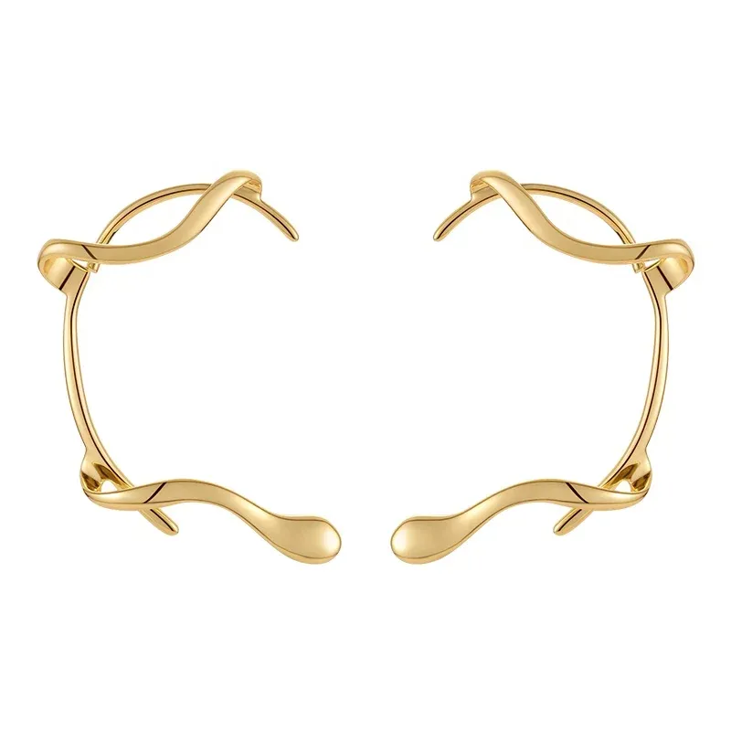 18K Gold Plated Brass Ear Cuff Non-Piercing Clip Earrings