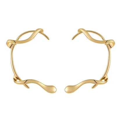 18K Gold Plated Brass Ear Cuff Non-Piercing Clip Earrings