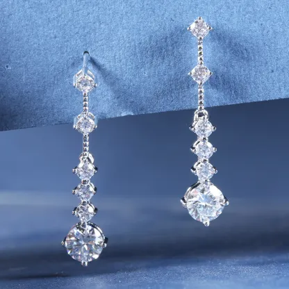 Charm Chandeliers  1Ct Diamond Dangle Earrings S925 Silver