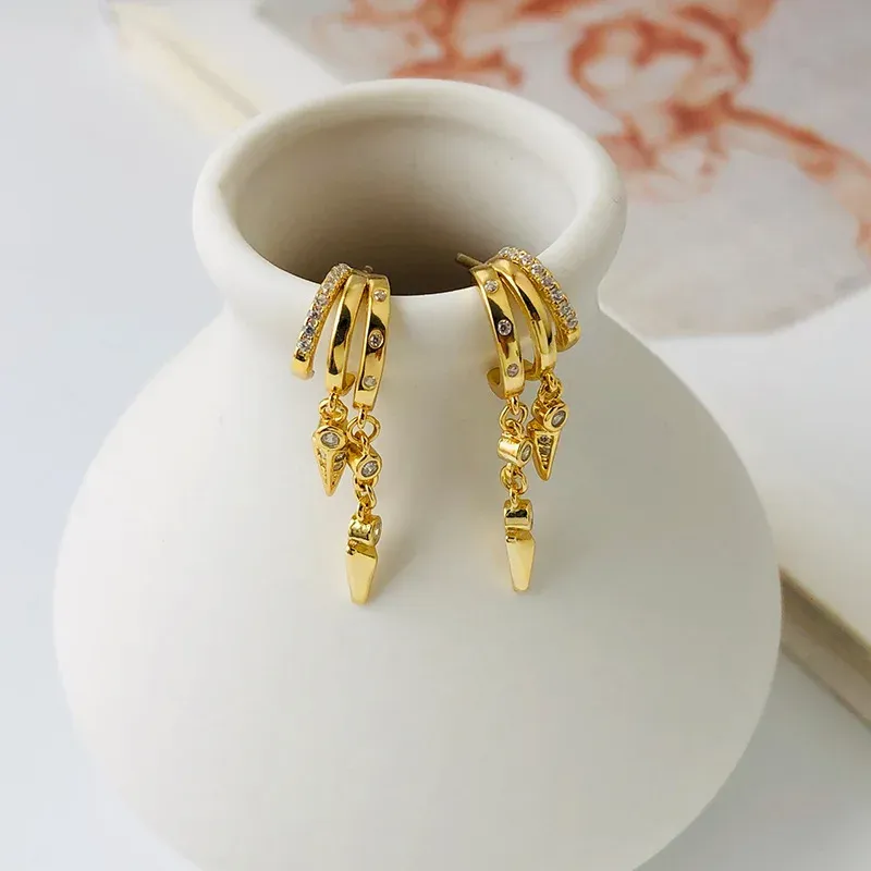 925 Sterling Silver Tassel Chain Stud Earrings