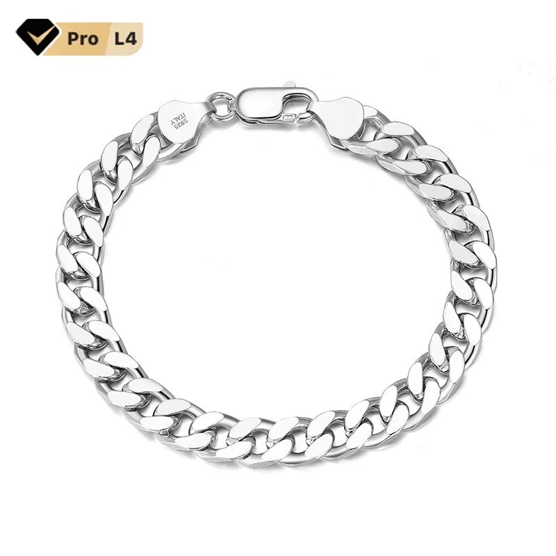 Silver Bracelet 925 Sterling Chunky Cuban Link Chain Bracelet