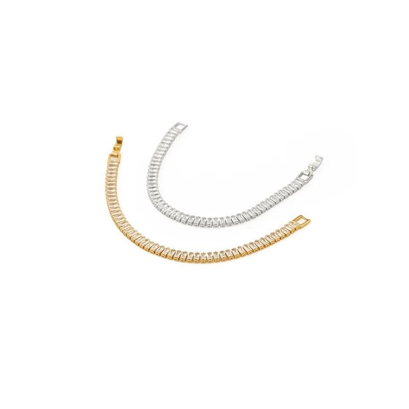 Simple Zircon Chain Gold and Silver Elegant Bracelet