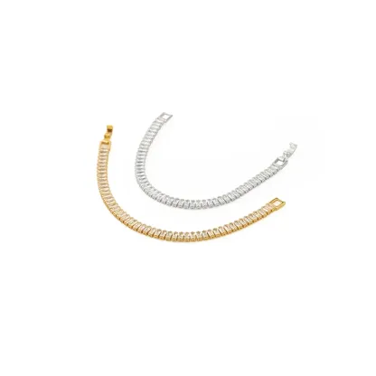 Simple Zircon Chain Gold and Silver Elegant Bracelet