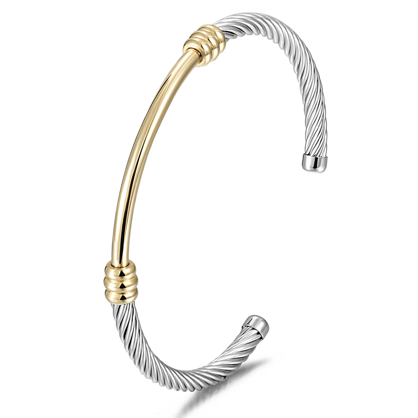 316L Twisted 2 Tones Cable Cuff Bracelets