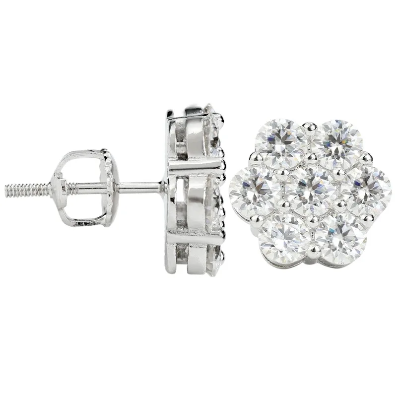 Silver Moissanite Stud Earrings