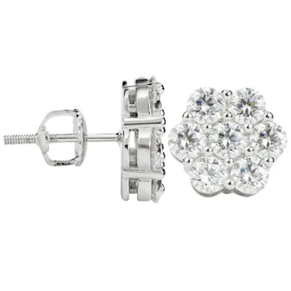 Silver Moissanite Stud Earrings