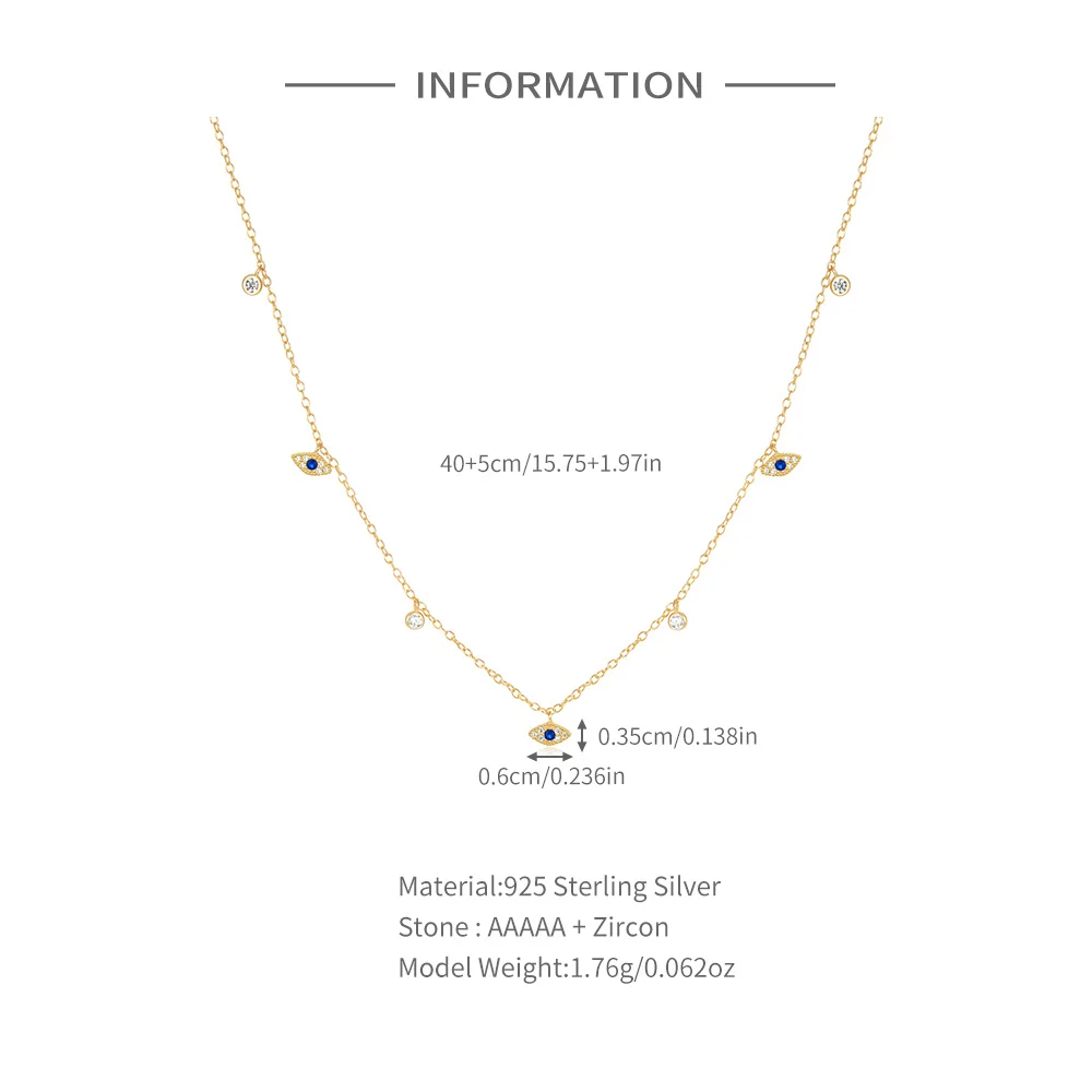 925 Sterling Silver Blue Evil Eye Pendant Necklace Diamond