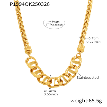 18K Pig Nose Chain Stainless Steel Necklace