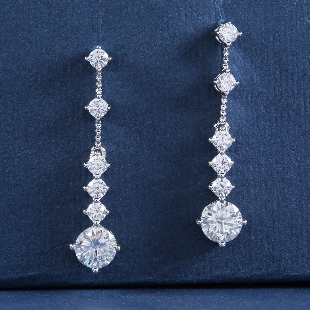 Charm Chandeliers  1Ct Diamond Dangle Earrings S925 Silver