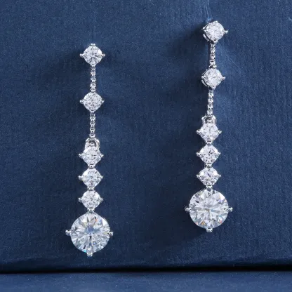 Charm Chandeliers  1Ct Diamond Dangle Earrings S925 Silver
