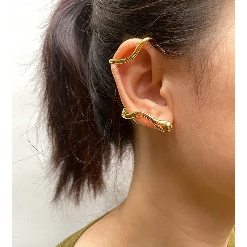 18K Gold Plated Brass Ear Cuff Non-Piercing Clip Earrings