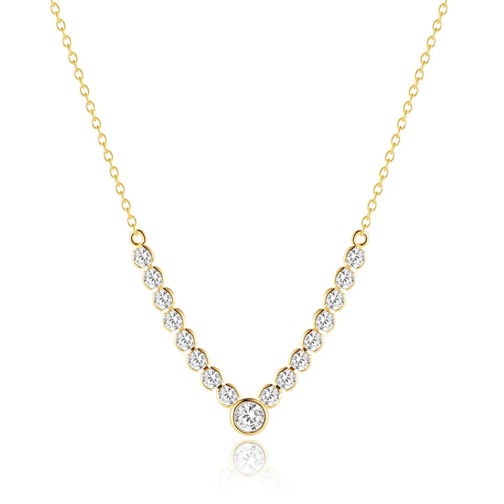 925 Sterling Silver Retro Water Drop Zircon Pendant Clavicle Chain Necklace