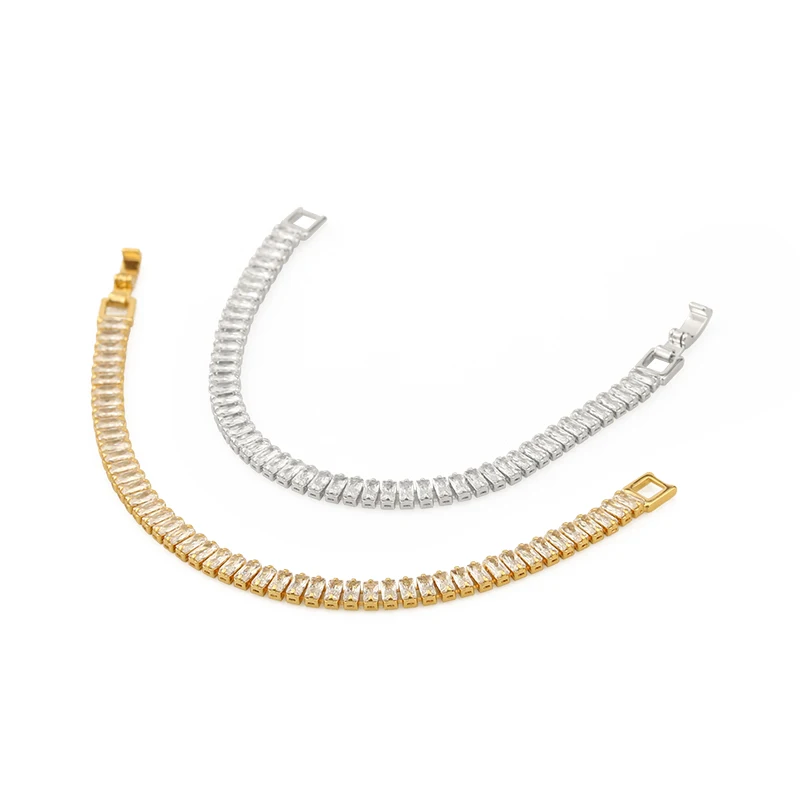 Simple Zircon Chain Gold and Silver Elegant Bracelet