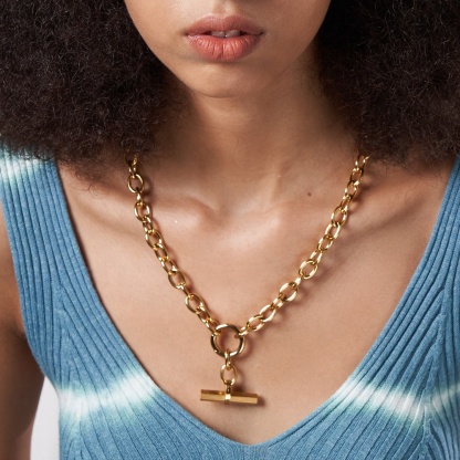 18K Gold Plated Stainless Steel Hip Hop Rock Necklace