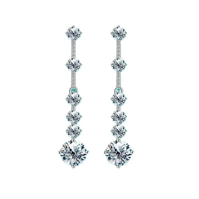 Charm Chandeliers  1Ct Diamond Dangle Earrings S925 Silver
