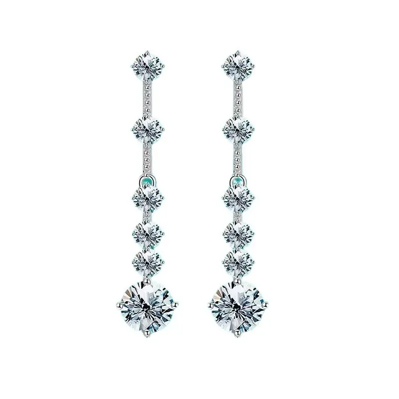 Charm Chandeliers  1Ct Diamond Dangle Earrings S925 Silver