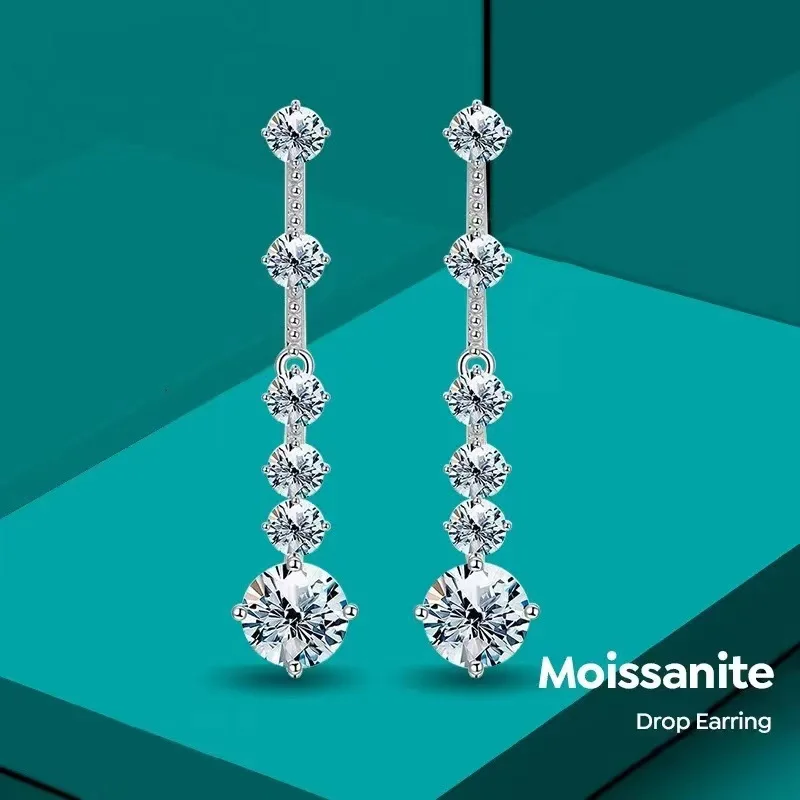 Charm Chandeliers  1Ct Diamond Dangle Earrings S925 Silver