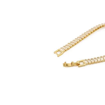 Simple Zircon Chain Gold and Silver Elegant Bracelet