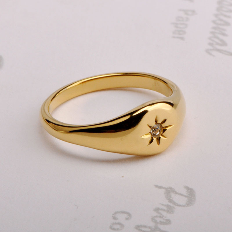 Steel 18K Gold Plated Asterism Star Three-Dimensional Finger Rings
