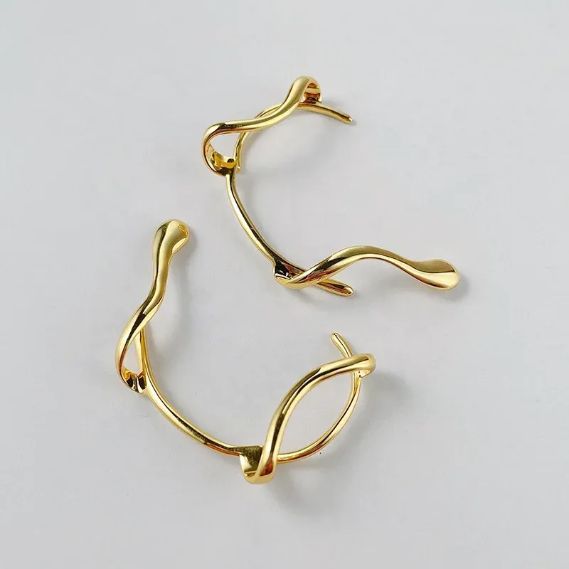 18K Gold Plated Brass Ear Cuff Non-Piercing Clip Earrings