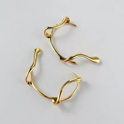 18K Gold Plated Brass Ear Cuff Non-Piercing Clip Earrings
