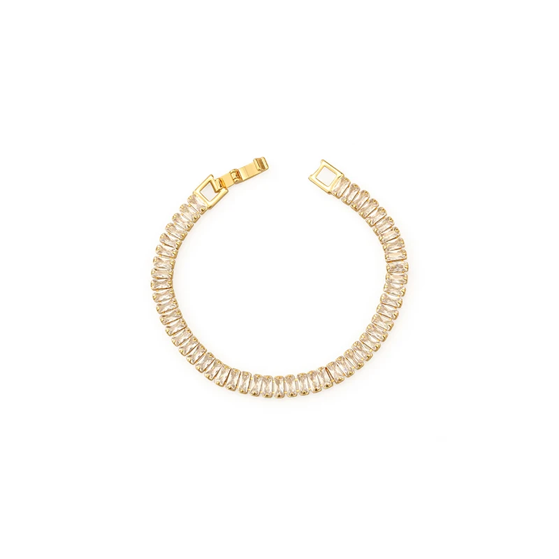 Simple Zircon Chain Gold and Silver Elegant Bracelet