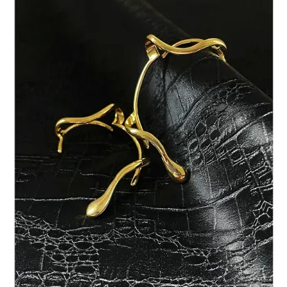 18K Gold Plated Brass Ear Cuff Non-Piercing Clip Earrings