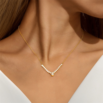 925 Sterling Silver Retro Water Drop Zircon Pendant Clavicle Chain Necklace