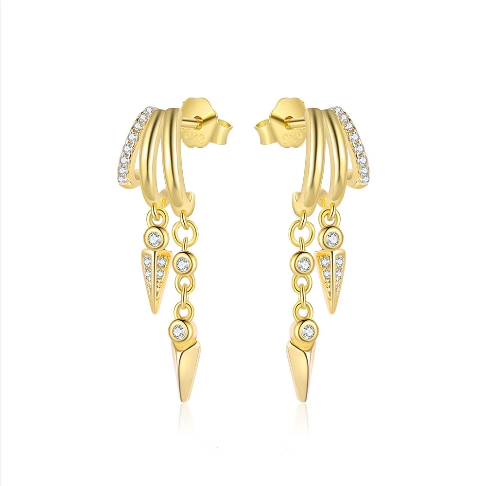 925 Sterling Silver Tassel Chain Stud Earrings