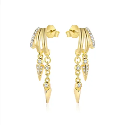 925 Sterling Silver Tassel Chain Stud Earrings