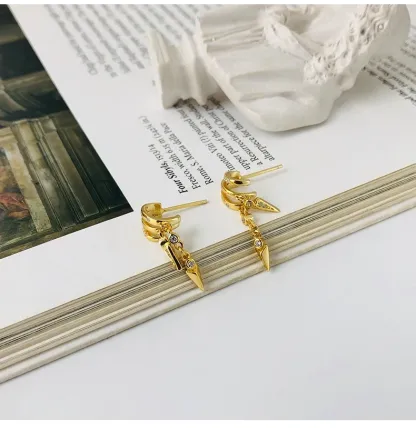 925 Sterling Silver Tassel Chain Stud Earrings