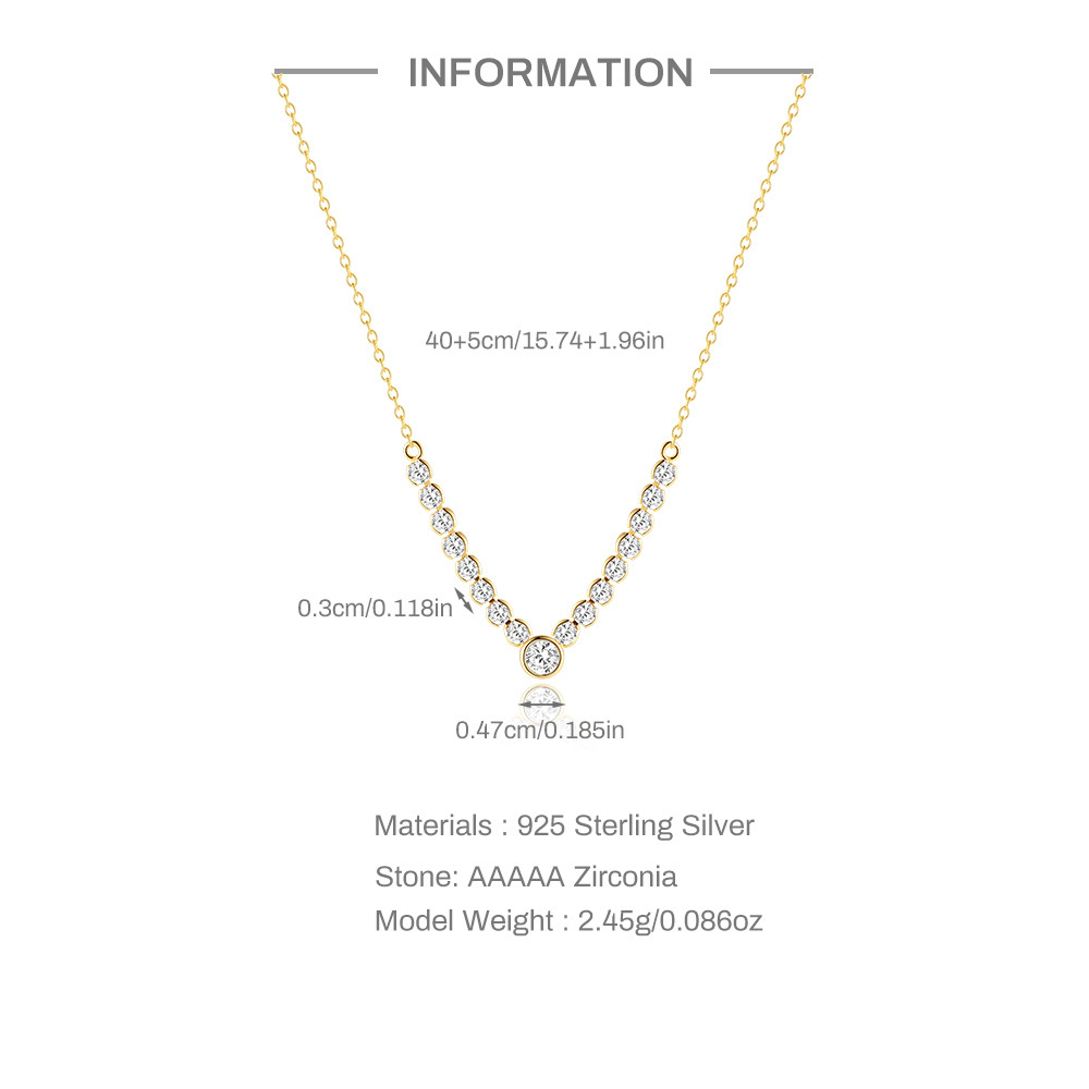 925 Sterling Silver Retro Water Drop Zircon Pendant Clavicle Chain Necklace