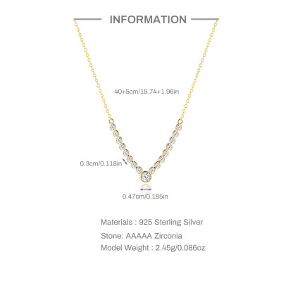 925 Sterling Silver Retro Water Drop Zircon Pendant Clavicle Chain Necklace