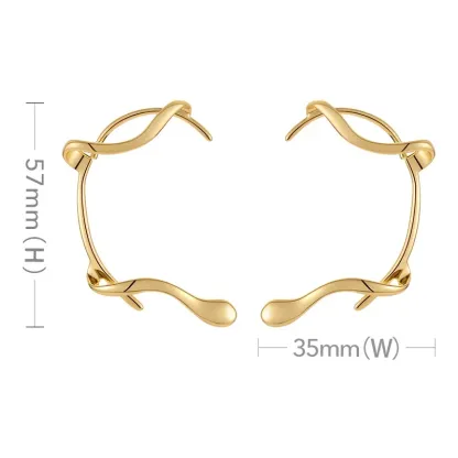 18K Gold Plated Brass Ear Cuff Non-Piercing Clip Earrings